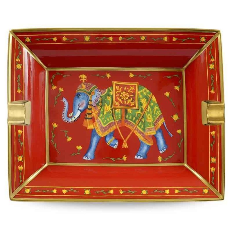 Homeware Halcyon Days  | Ceremonial Indian Elephant Red Ashtray