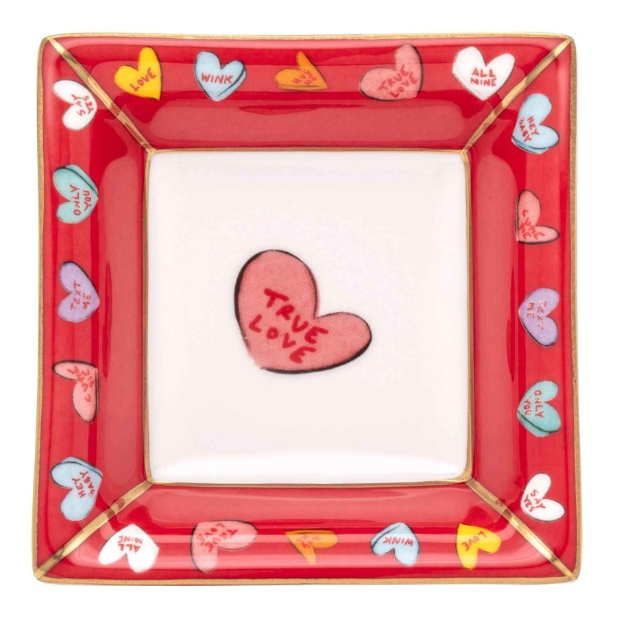 Homeware Halcyon Days  | True Love Square Trinket Tray Red